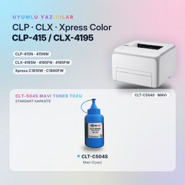 Samsung CLT-C504S Toner Tozu Mavi/ CLP-410 / CLP-415 / CLX-4100 / CLX-4195 / C1860 / C1810