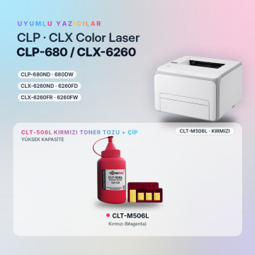 Samsung CLT-M506L Toner Tozu + Çip Kırmızı 120GR / CLP-680 / CLX-6260