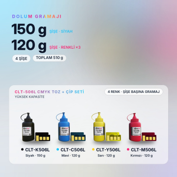 Samsung CLT-506L Toner Tozu + Çip Takım / CLP-680 / CLX-6260 / CLT-K506L / CLT-C506L / CLT-M506L / CLT-Y506L
