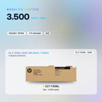 Samsung CLT-Y506L / CLP-680 / CLX-6260 Sarı Orjinal Toner