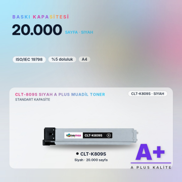 Samsung CLT-K809S Siyah Muadil Toner A Plus / CLX-9201 / CLX-9251 / CLX-9301