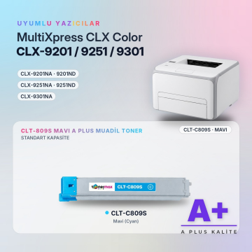 Samsung CLT-C809S Mavi Muadil Toner A Plus / CLX-9201 / CLX-9251 / CLX-9301
