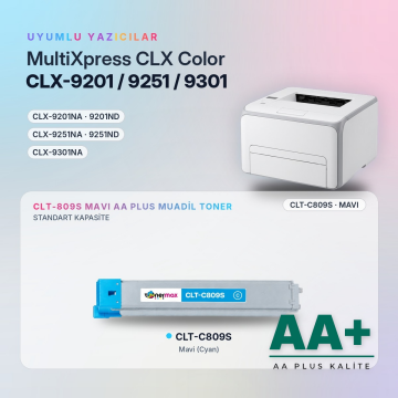 Samsung CLT-C809S Mavi Muadil Toner AA Plus / CLX-9201 / CLX-9251 / CLX-9301