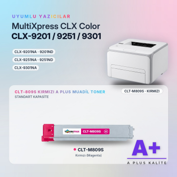 Samsung CLT-M809S Kırmızı Muadil Toner A Plus / CLX-9201 / CLX-9251 / CLX-9301