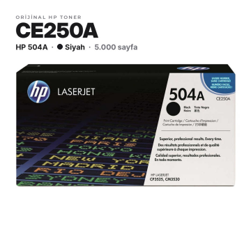 Hp 504A CE250A / Color LaserJet CP3525 / CM3530 Siyah Orjinal Toner