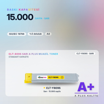 Samsung CLT-Y809S Sarı Muadil Toner A Plus / CLX-9201 / CLX-9251 / CLX-9301