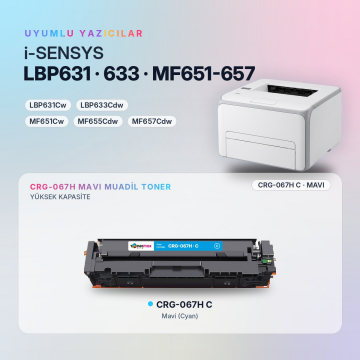 Canon CRG-067H Mavi Muadil Toner - Çipli / LBP631Cw / LBP633Cdw / MF651Cw / MF655Cdw / MF657Cdw