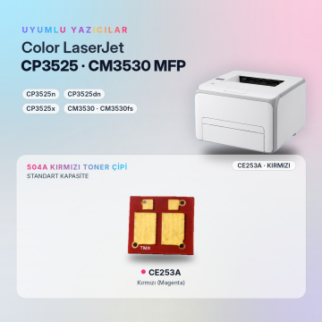 Hp 504A CE253A / Color LaserJet CP3525 / CM3530 Kırmızı Çip
