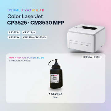 Hp 504A CE250A Toner Tozu Siyah 155GR / Color LaserJet CP3525 / CM3530