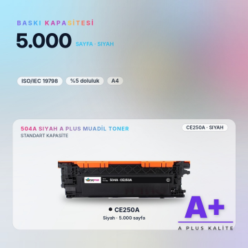 Hp 504A CE250A Siyah Muadil Toner A Plus / Color LaserJet CP3525 / CM3530