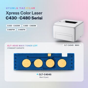 Samsung CLT-C404S Toner Çipi Mavi/ Xpress C430 / C480