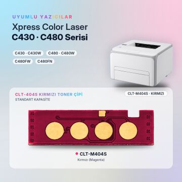 Samsung CLT-M404S Toner Çipi Kırmızı/ Xpress C430 / C480