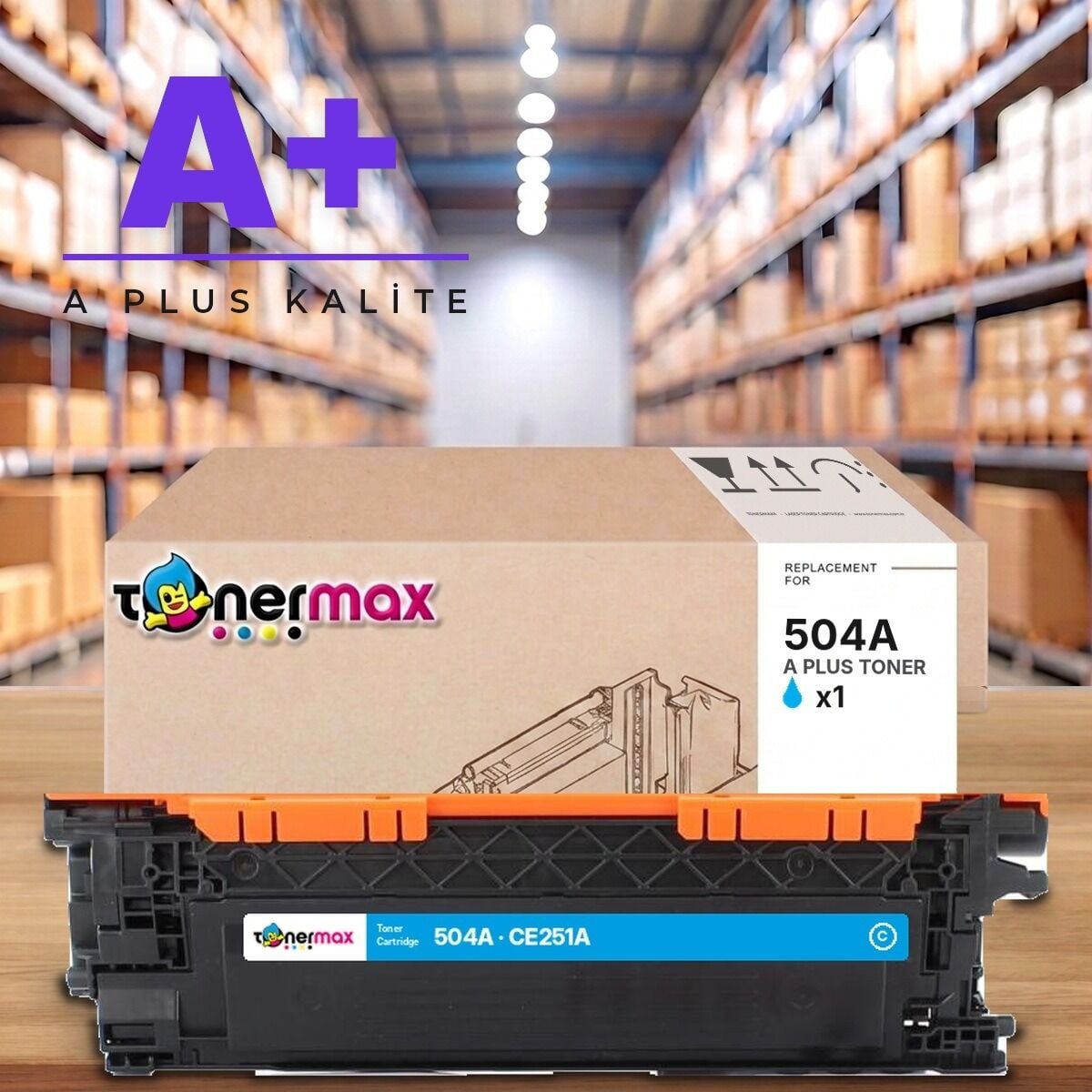 HP 504A CE251A Mavi A Plus muadil toner