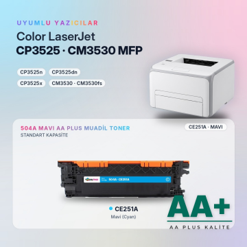 Hp 504A CE251A Mavi Muadil Toner AA Plus / Color LaserJet CP3525 / CM3530