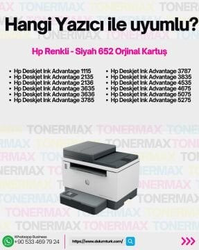 Hp 652 F6V25A Siyah Orjinal Kartuş / HP Ink Advantage 3835 Siyah Kartuş
