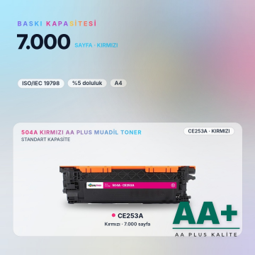 Hp 504A CE253A Kırmızı Muadil Toner AA Plus / Color LaserJet CP3525 / CM3530