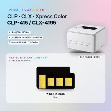 Samsung CLT-K504S Toner Çipi Siyah /CLP-410 / CLP-415 / CLX-4100 / CLX-4195 / C1860 / C1810
