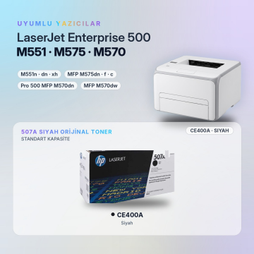 Hp 507A CE400A / LaserJet Enterprise 500 M551 / M575 / Pro 500 M570 Siyah Orjinal Toner