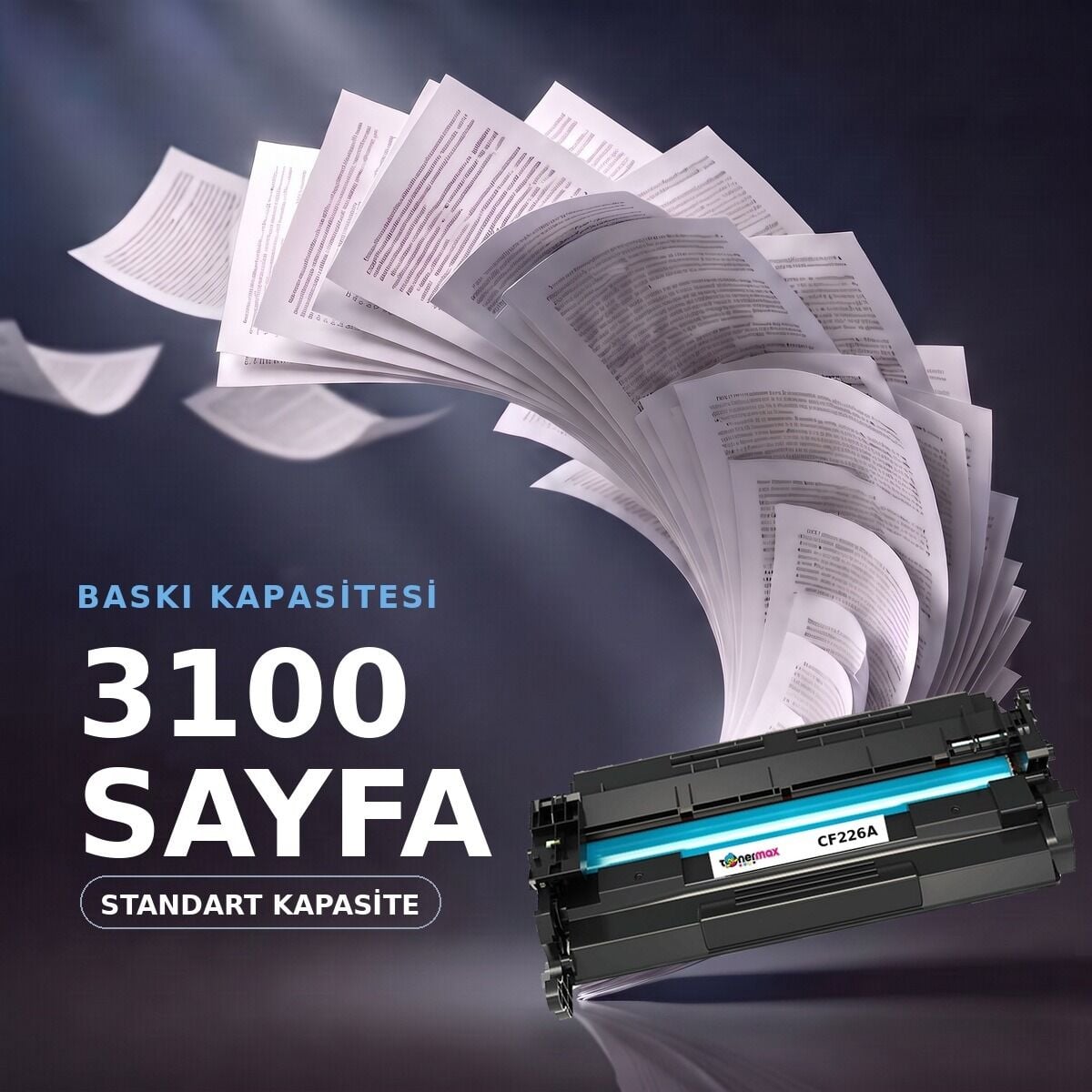 CF226A baskı kapasitesi 3.100 sayfa — standart kapasite