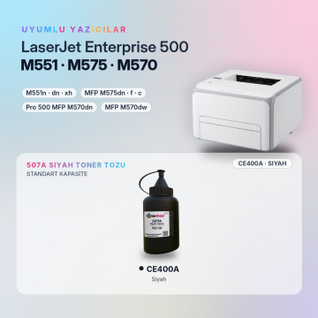Hp 507A CE400A Toner Tozu Siyah 165GR / LaserJet Enterprise 500 M551 / M575 / Pro 500 M570