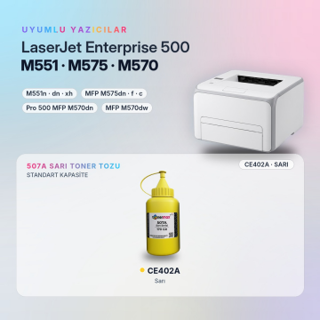 Hp 507A CE402A Toner Tozu Sarı 170GR / LaserJet Enterprise 500 M551 / M575 / Pro 500 M570