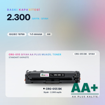 Canon CRG-055 Siyah Muadil Toner AA Plus / LBP663Cdw / LBP664Cx / MF742Cdw / MF744Cdw / MF746Cx
