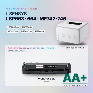 Canon CRG-055 Siyah Muadil Toner AA Plus / LBP663Cdw / LBP664Cx / MF742Cdw / MF744Cdw / MF746Cx