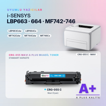 Canon CRG-055 Mavi Muadil Toner A Plus / LBP663Cdw / LBP664Cx / MF742Cdw / MF744Cdw / MF746Cx