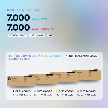 Samsung CLT-609S Orjinal Toner Set Avantaj Paket / CLP-770 / CLP-775 / CLT-K609S / CLT-C609S / CLT-M609S / CLT-Y609S