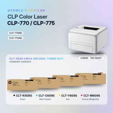 Samsung CLT-609S Orjinal Toner Set Avantaj Paket / CLP-770 / CLP-775 / CLT-K609S / CLT-C609S / CLT-M609S / CLT-Y609S