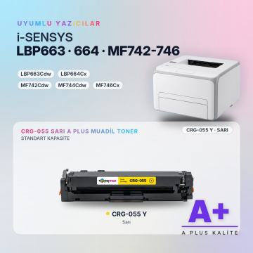 Canon CRG-055 Sarı Muadil Toner A Plus / LBP663Cdw / LBP664Cx / MF742Cdw / MF744Cdw / MF746Cx