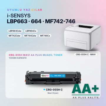 Canon CRG-055H Mavi Muadil Toner AA Plus / LBP663Cdw / LBP664Cx / MF742Cdw / MF744Cdw / MF746Cx