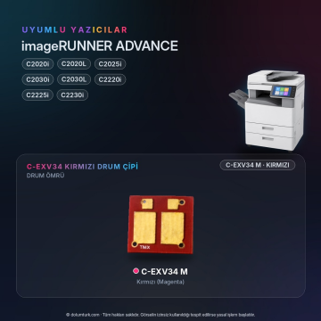 Canon C-EXV34 Kırmızı Drum Çipi / iR-ADV C2020 / C2025 / C2030 / C2220 / C2225 / C2230