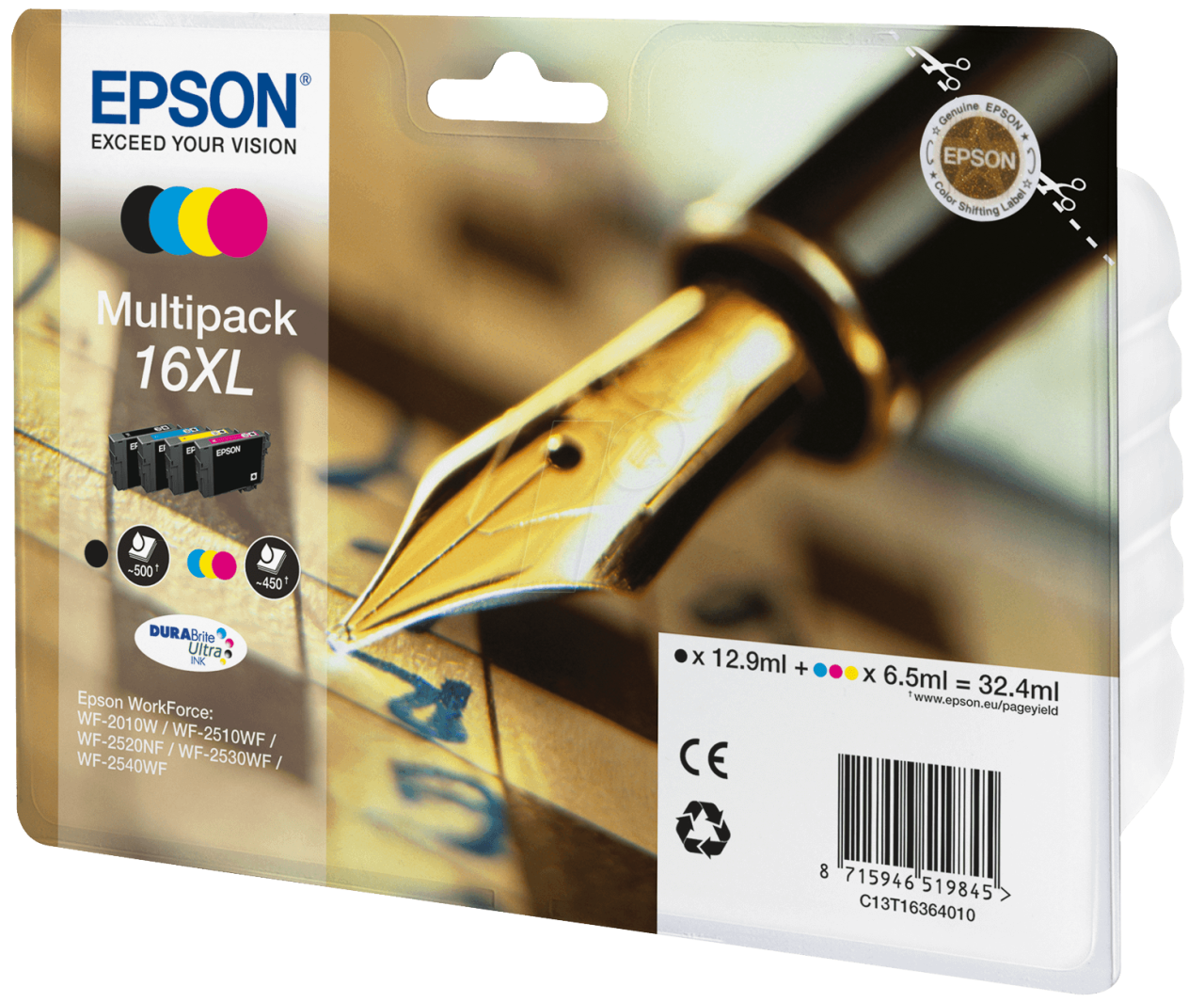 Epson 16XL / 1636 /WF2010W /WF2510 /WF2520NF /WF2530 /WF2540 /WF2630 /WF2650 /WF2660 /WF2750 1Set CMYK Orjinal Kartuş