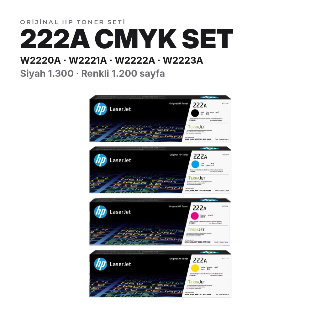 HP 222A CMYK orijinal toner seti