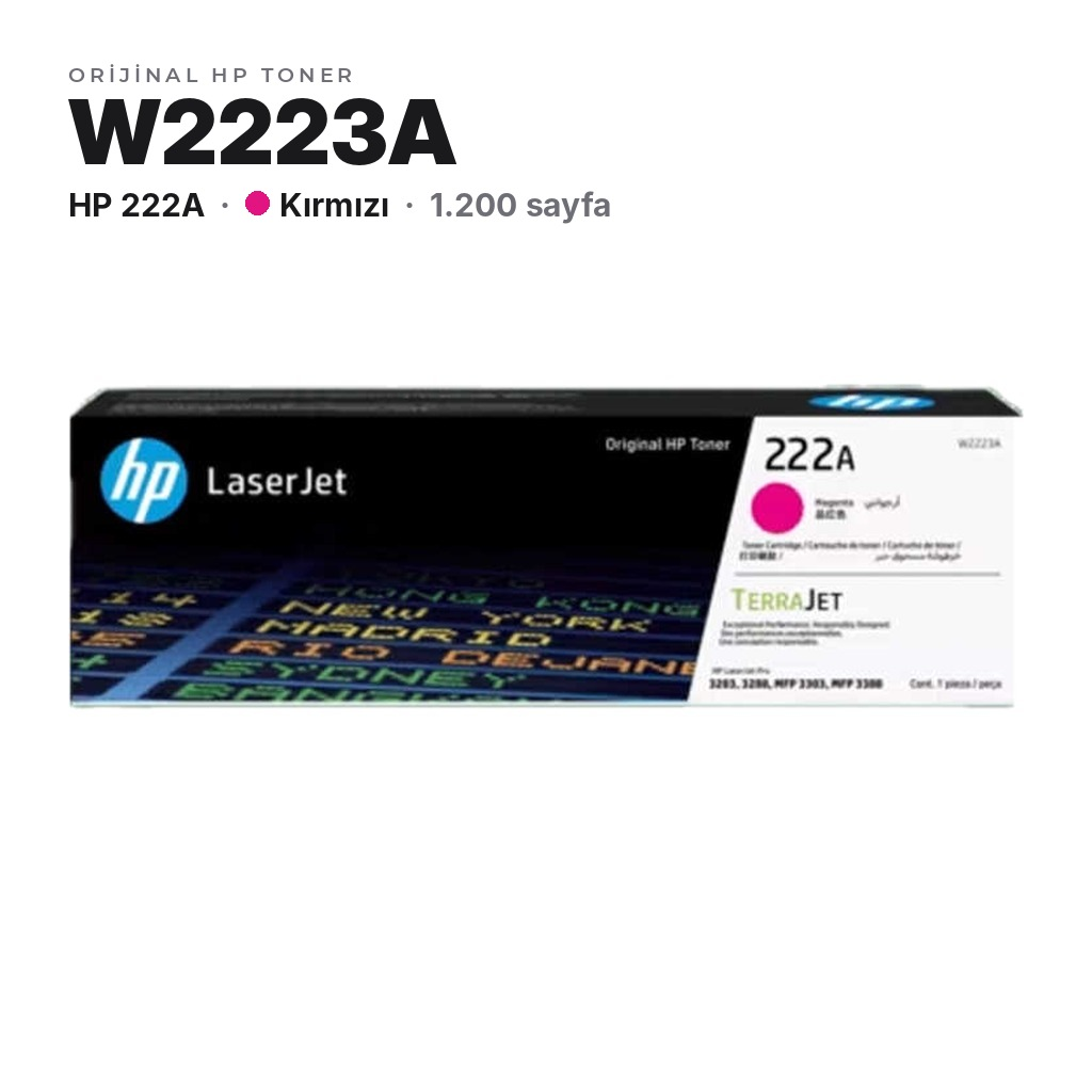HP 222A W2223A Kırmızı orijinal toner