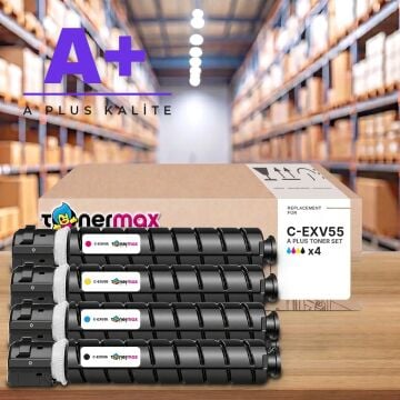 Canon C-EXV55 CMYK Muadil Toner Seti A Plus / iR-ADV C256 / C356 II · DX C257 / C357