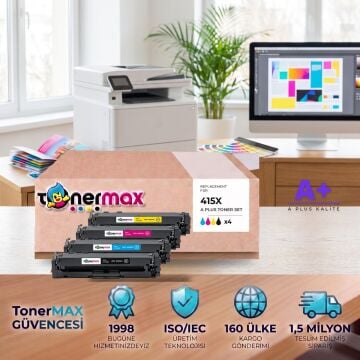 Hp 415X CMYK Muadil Toner Seti A Plus / Color LaserJet Pro M454 / M479 · Enterprise M455 / M480 / W2030X / W2031X / W2032X / W2033X
