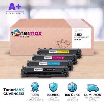 Hp 415X CMYK Muadil Toner Seti A Plus / Color LaserJet Pro M454 / M479 · Enterprise M455 / M480 / W2030X / W2031X / W2032X / W2033X