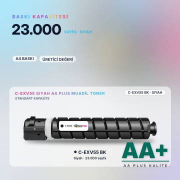 Canon C-EXV55 Siyah Muadil Toner AA Plus / iR-ADV C256 / C356 II · DX C257 / C357