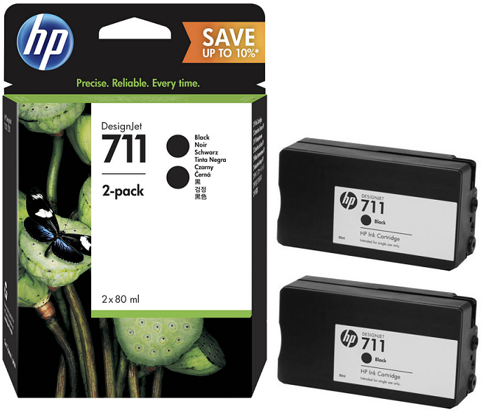 HP 711 P2V31A Siyah 2'li Kartuş 80ML / Hp Designjet T120 HP Designjet T520 Kartuş