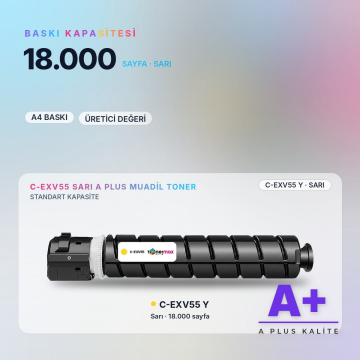 Canon C-EXV55 Sarı Muadil Toner A Plus / iR-ADV C256 / C356 II · DX C257 / C357