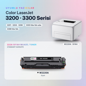 Hp 222A- W2220A  Muadil Toner Siyah - Çipli / LaserJet Pro 3201 |3204 | 3288 | 3303