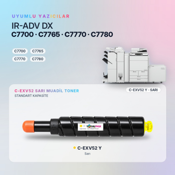 Canon C-EXV52 Sarı Muadil Toner - Çipli / IR-ADV DX C7700 / C7765 / C7770 / C7780