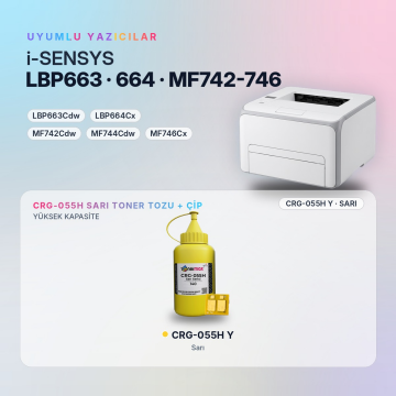 Canon CRG-055H Toner Tozu + Çip Sarı 140GR / LBP663Cdw / LBP664Cx / MF742Cdw / MF744Cdw / MF746Cx