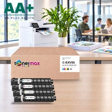 Canon C-EXV55 CMYK Muadil Toner Seti AA Plus / iR-ADV C256 / C356 II · DX C257 / C357