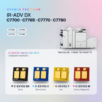 Canon C-EXV52 CMYK Set Çip / IR-ADV DX C7700 / C7765 / C7770 / C7780