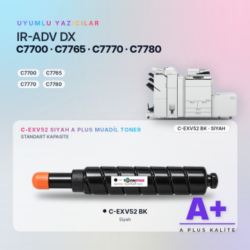 Canon C-EXV52 Siyah Muadil Toner A Plus / IR-ADV DX C7700 / C7765 / C7770 / C7780