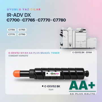 Canon C-EXV52 Siyah Muadil Toner AA Plus / IR-ADV DX C7700 / C7765 / C7770 / C7780