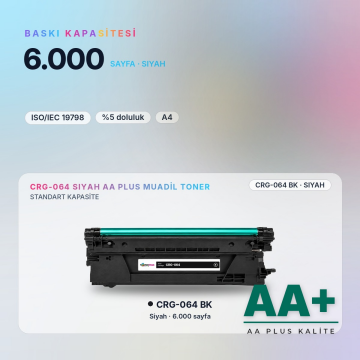 Canon CRG-064 Siyah Muadil Toner AA Plus / LBP722Cdw / LBP732Cdw / MF832Cdw / MF842Cdw